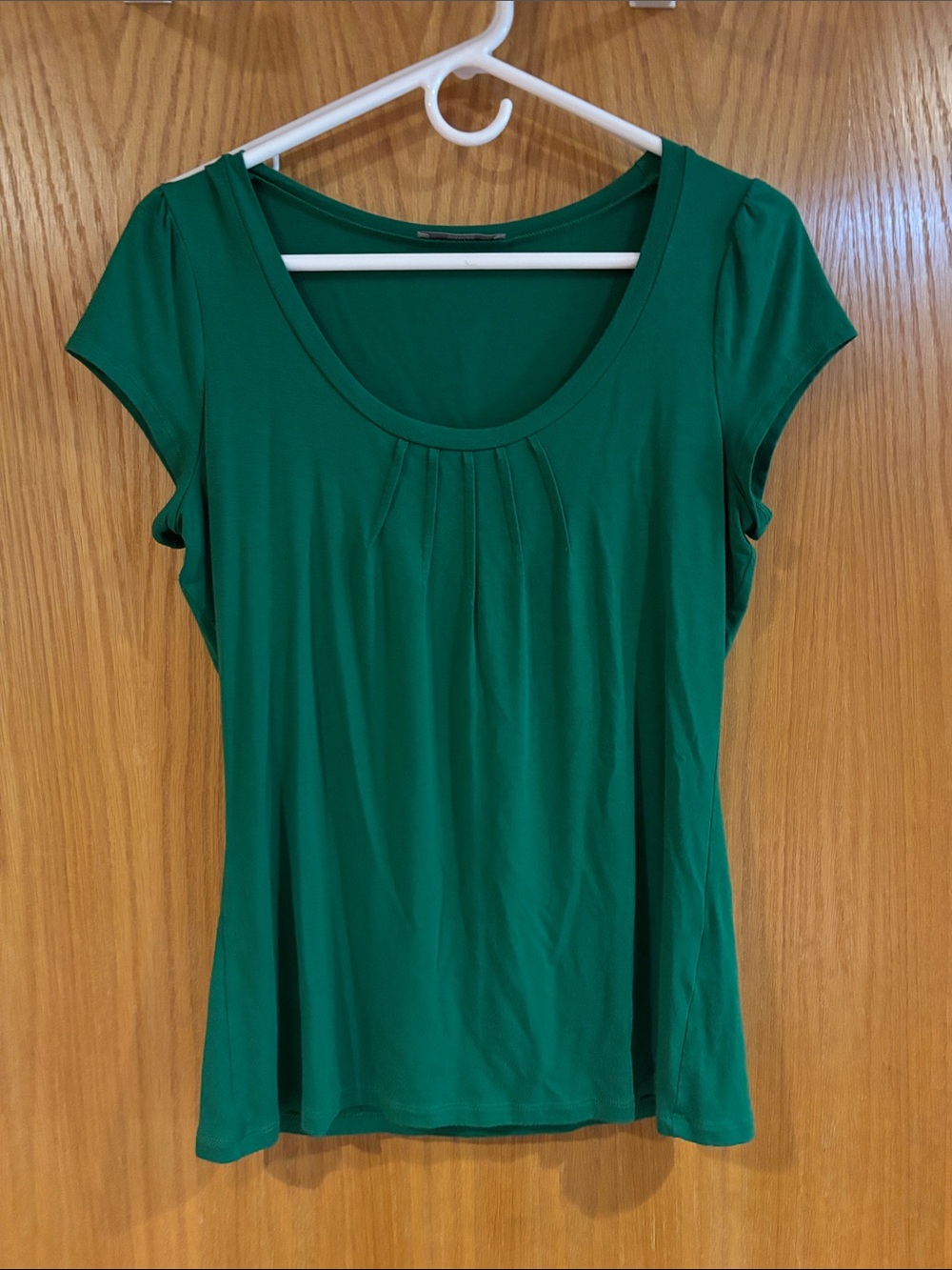 Marks & Spencer, cap sleeve blouse 
Emerald Green, 5 front pleats
Size 12